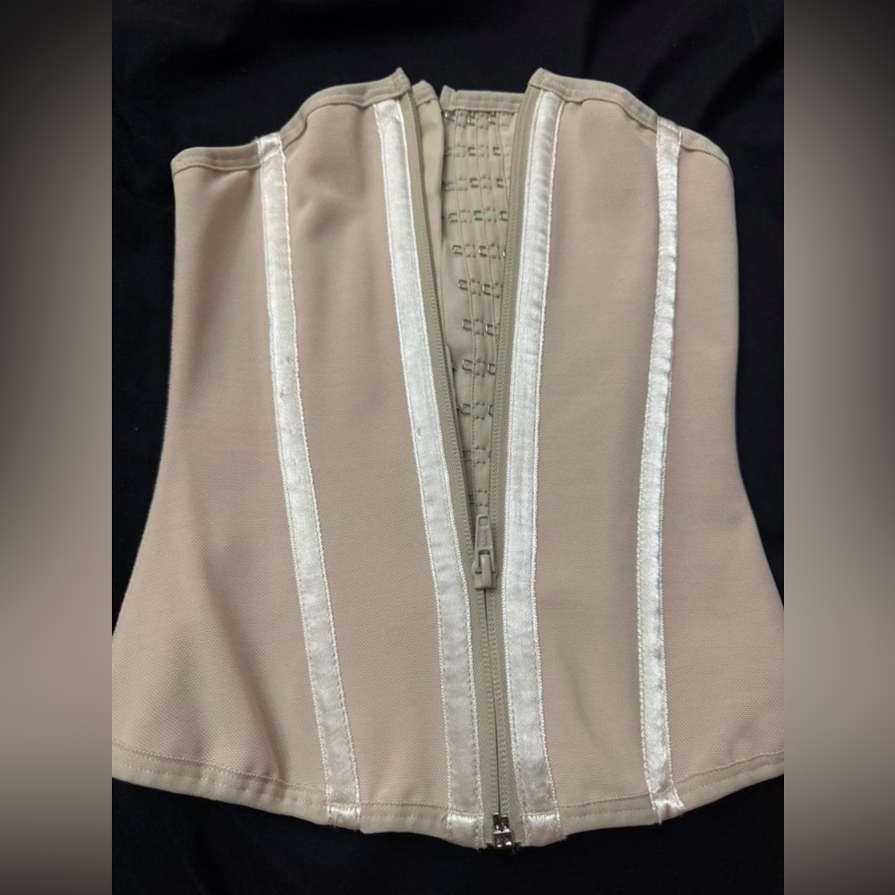 Beige Corset Top with White Accents